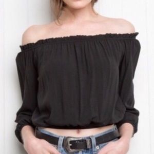 Black off the shoulder crop top from Brandy Melville